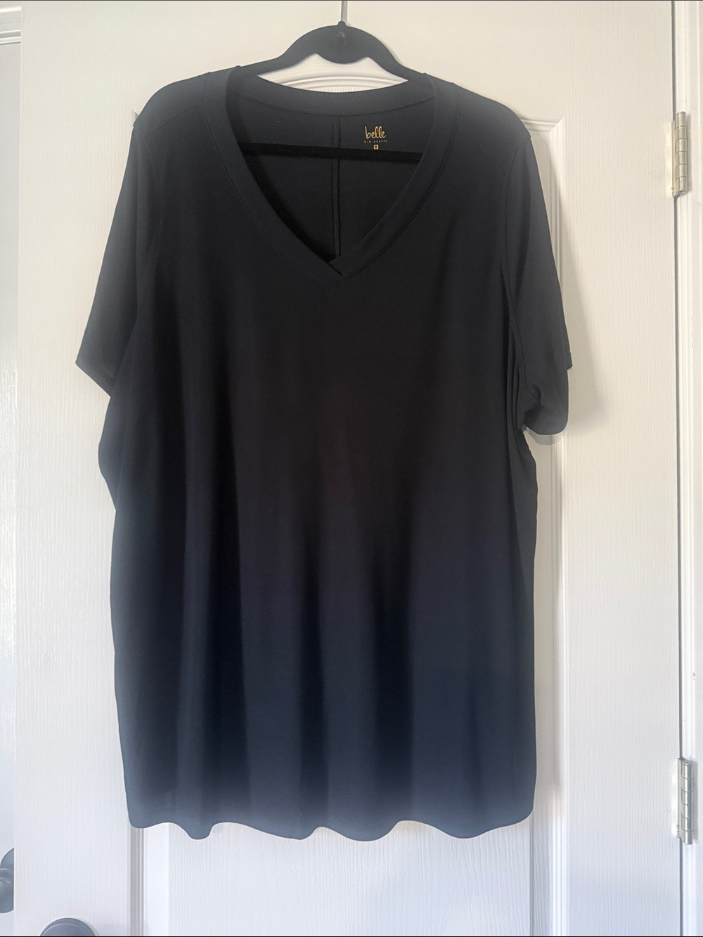 Belle by Kim Gravel Black V-Neck Short Sleeve Tee Size 3X